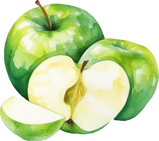 Green Apple Watercolor Illustration