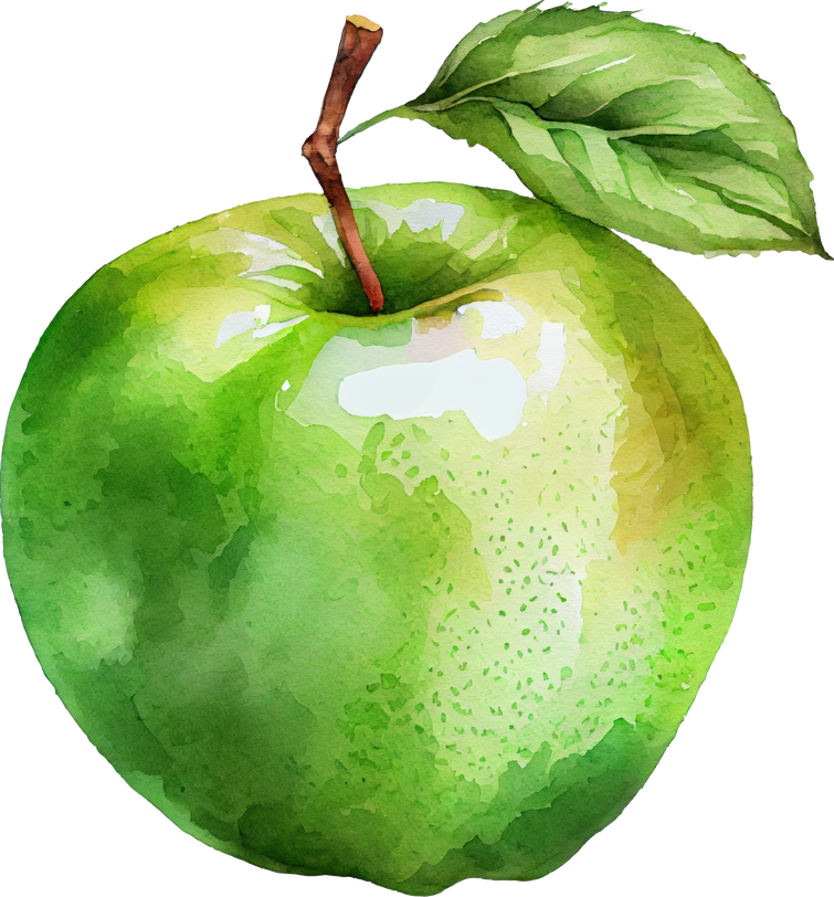 Green Apple Watercolor Illustration