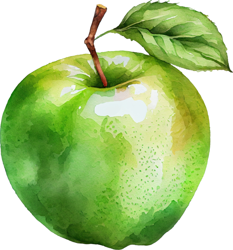 Green Apple Watercolor Illustration