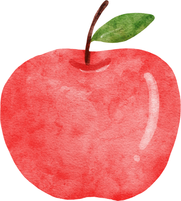 Red Apple Watercolor Illustration